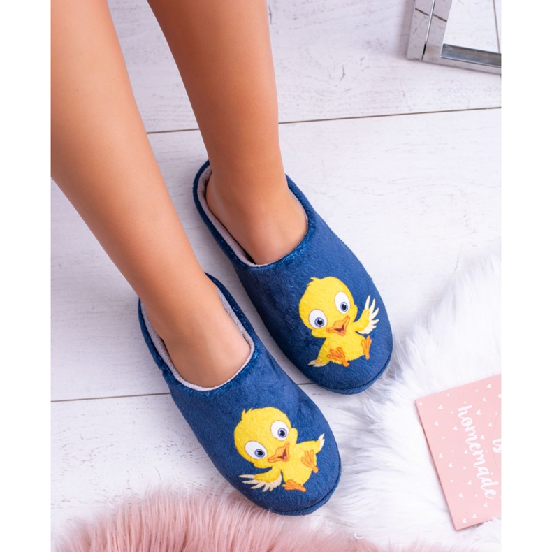 Dámské teplé teplé pantofle Dreex Pantofle s ptáčkem námořnická modrá 1