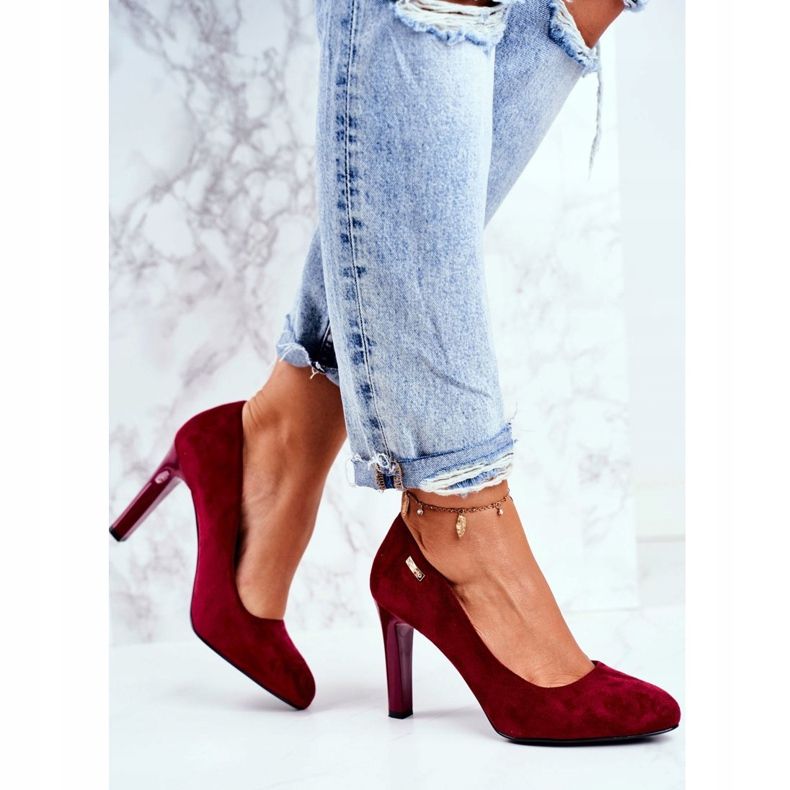 Dámské burgundské semišové lodičky na baru Sergio Leone Campbell červené 2