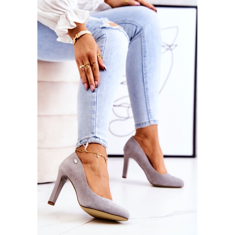 Dámské šedé semišové lodičky na baru Sergio Leone Campbell šedá 1