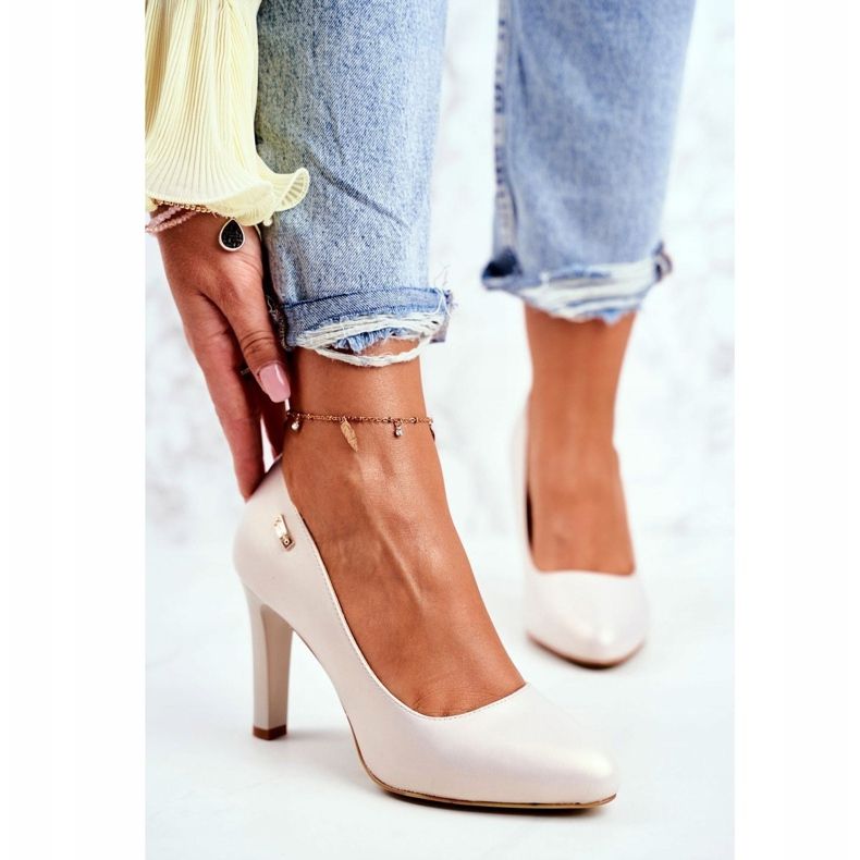 Dámské lodičky Pearl Beige na sloupku Sergio Leone Campbell béžový 1