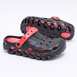 Flameshoes Černé pánské lehké pantofle Kroks Eva černý červený 2