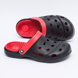 Flameshoes Pánské zahradní pantofle Kroks Eva Black černý červený 1