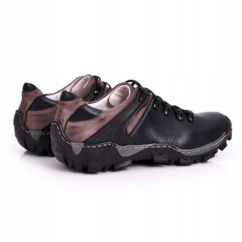 Bednarek Polish Shoes Pánské kožené trekové boty Filippo námořnická modř 1