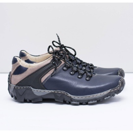 Bednarek Polish Shoes Pánské kožené trekové boty Filippo námořnická modrá 2