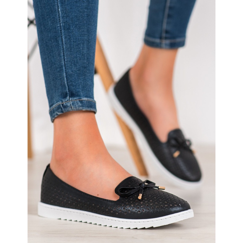 Weide Prolamované mokasíny s třpytkami černý 2