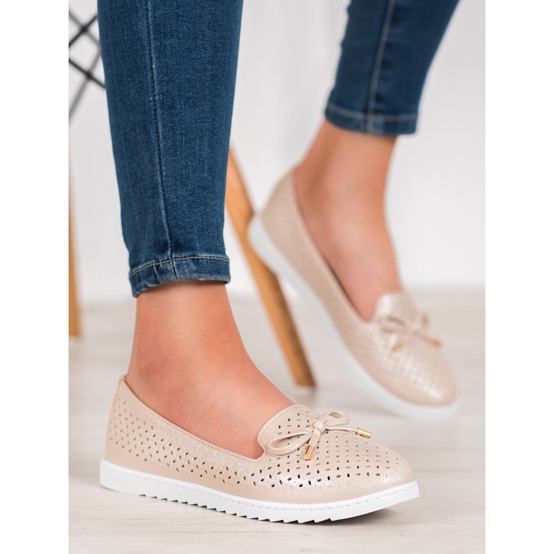 Weide Prolamované mokasíny s třpytkami hnědý 1