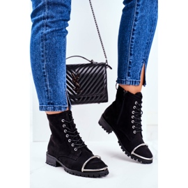 Dámské boty Lu Boo Black Suede Workers s ocelovým Jacksy rámem černá 2