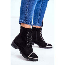 Dámské boty Lu Boo Black Suede Workers s ocelovým Jacksy rámem černý 1