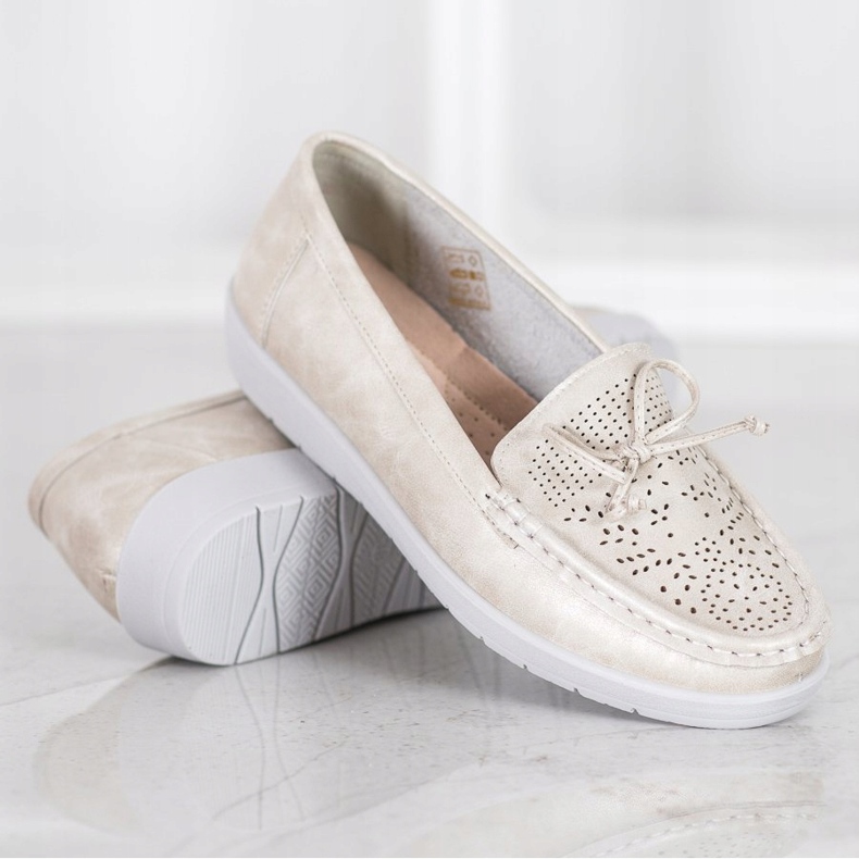 SHELOVET Pohodlné mokasíny zlatý 1