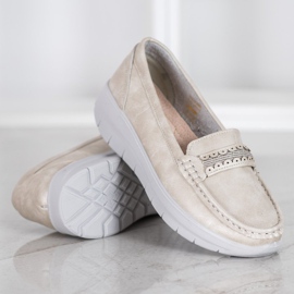 SHELOVET Pohodlné mokasíny na platformě žlutá 1