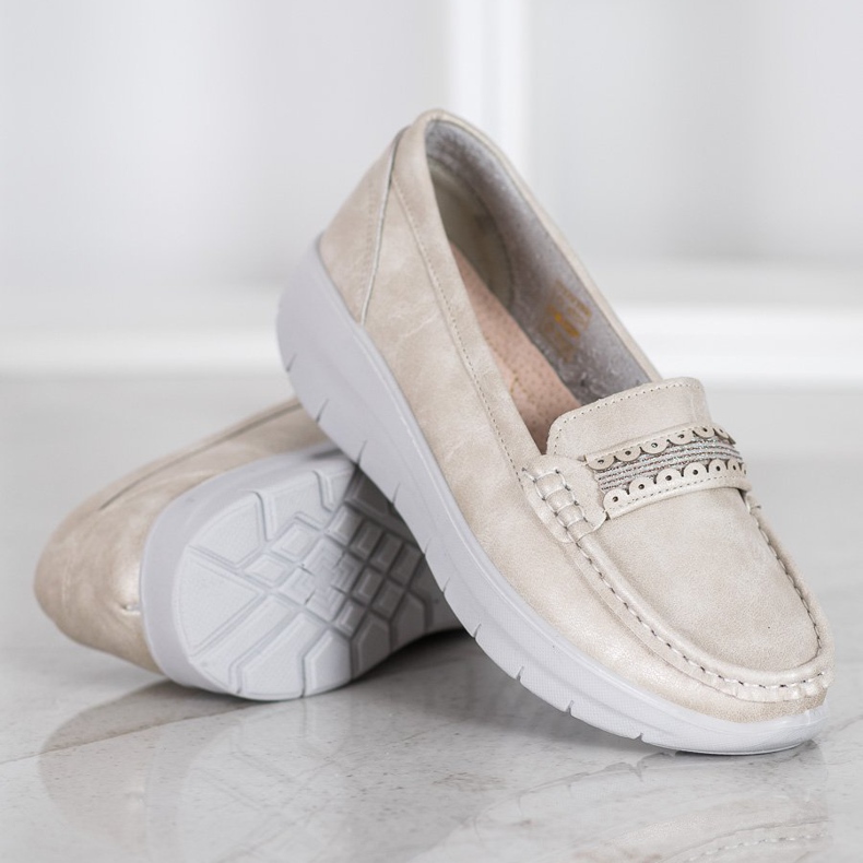 SHELOVET Pohodlné mokasíny na platformě žlutá 1