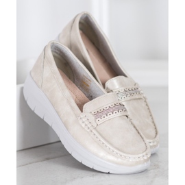 SHELOVET Pohodlné mokasíny na platformě žlutá 2