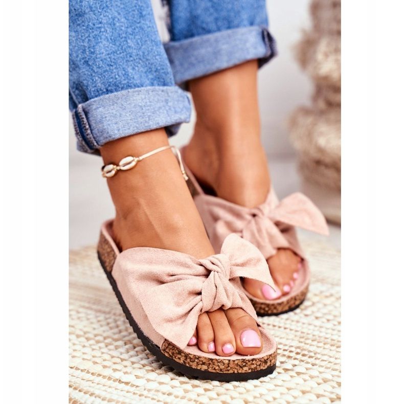 PS1 Dámské pantofle na korkových mašlích Wendy Pink růžový 1