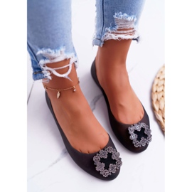 Lu Boo | Černé gumové balerínky Meliski Rhinestones Palita černý 1