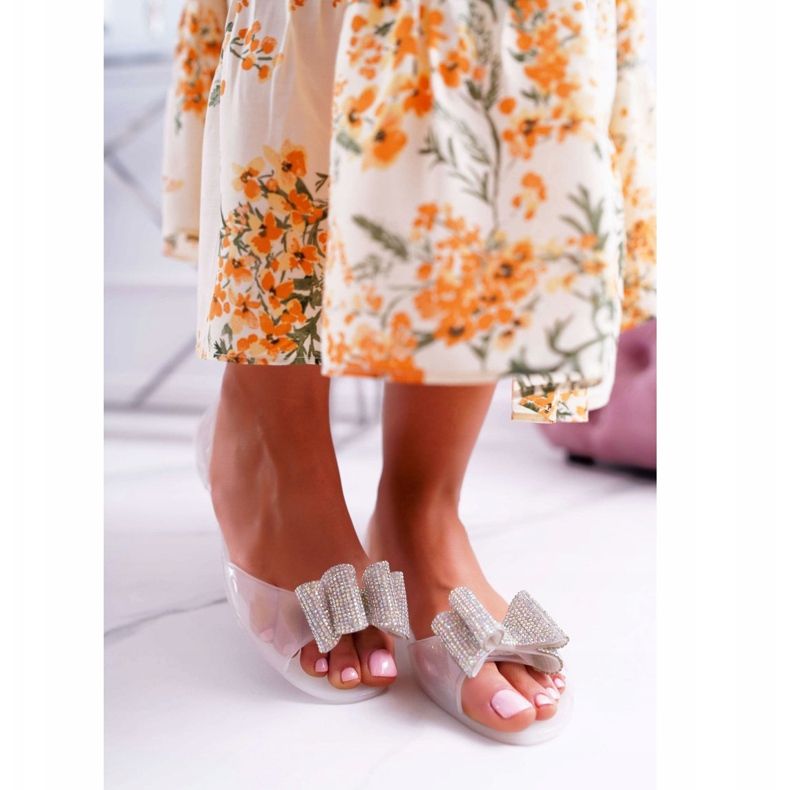 Lu Boo | Gumové balerínky Meliski Bow White Cindela bílý 2