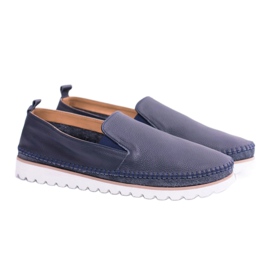 Pánské kožené mokasíny Perlugo Navy Blue námořnická modř 1