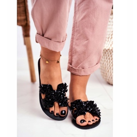 LU BOO Dámské pantofle s vlaštovkovým kubickým zirkonem černá 2