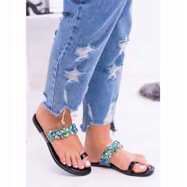 Lu Boo Elegantní černé flitry přezůvky Tanut černý 2