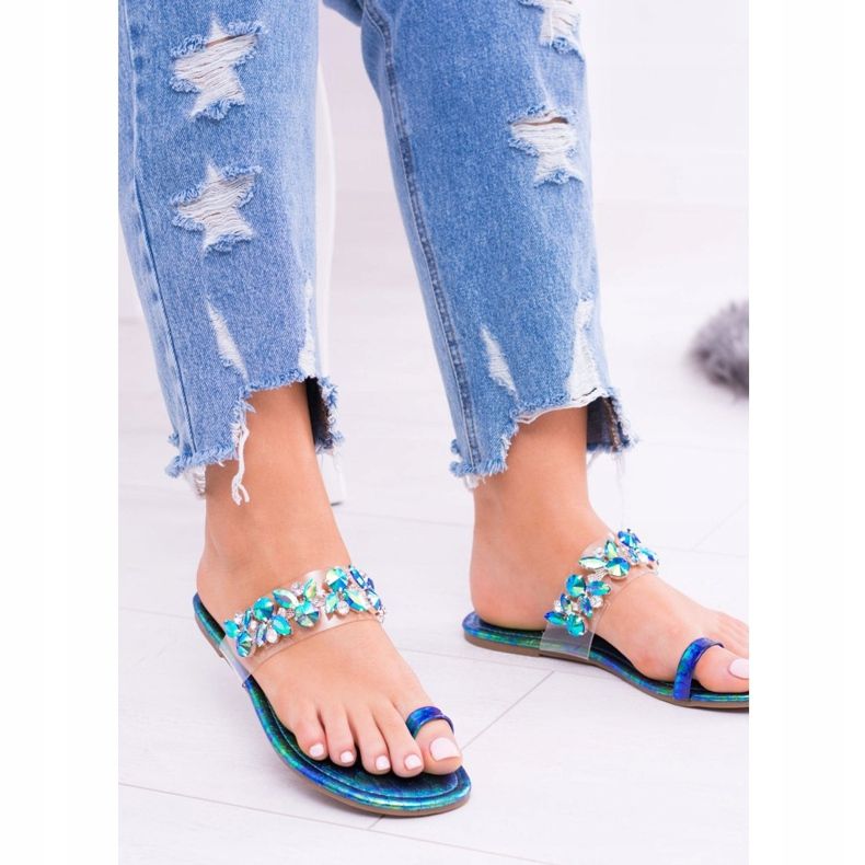 Lu Boo Elegantní benzínové pantofle flitry Tanut vícebarevný 2