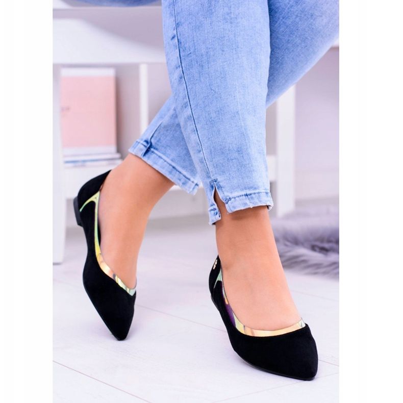 Lu Boo černé průhledné holografické balerínky v Szpic Lison černá 1