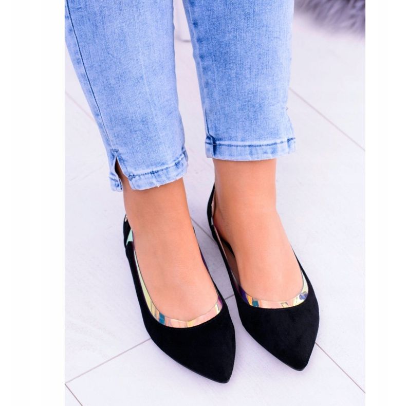 Lu Boo černé průhledné holografické balerínky v Szpic Lison černá 2