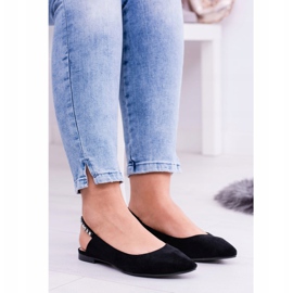 Lu Boo černé semišové balerínky v Szpitz Rhinestones Macron černá 1