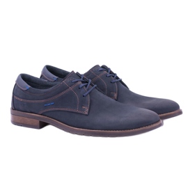 KOMODO Elegantní pánské kožené boty Santiago Navy Blue námořnická modř 1