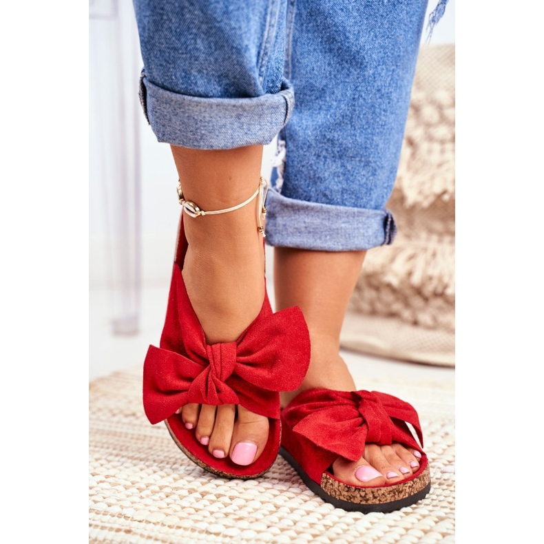 PS1 Dámské červené pantofle na korkové mašli Wendy 1