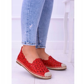 Lu Boo Dámské balerínky Červené espadrilky Macarena Flowers červený 2
