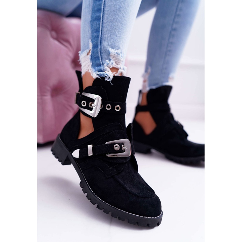 Lu Boo Black Suede Vystřižené boty Rock Girl černý 1