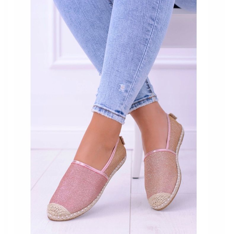 Lu Boo Dámské espadrilky Slip On Glitter Růžové zlato Miravet růžový 1 Lu Boo Dámské espadrilky Slip On Glitter Růžové zlato Miravet růžový 1