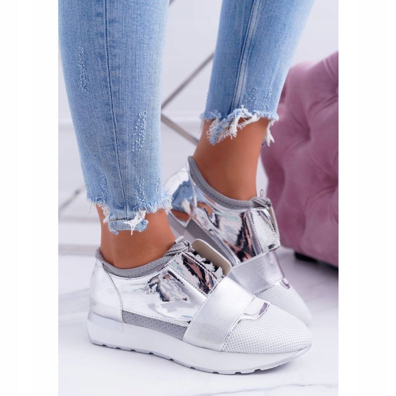 Lu Boo Dámské stříbrné sportovní boty Madoni šedá 2