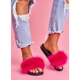 Dámské pantofle s přírodní kožešinou Fuchsia Naturis růžový 1