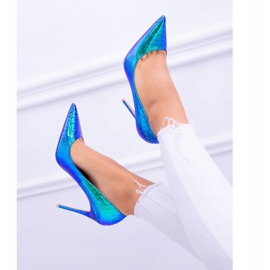 Dámské vysoké podpatky Lu Boo Spitz zelený benzínový glam vícebarevný zelená 2