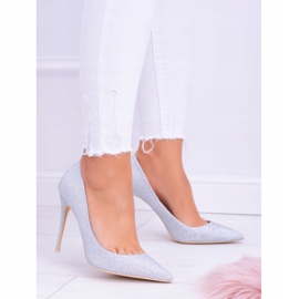 Dámské vysoké podpatky Lu Boo Glitter Silver Shining šedá 2