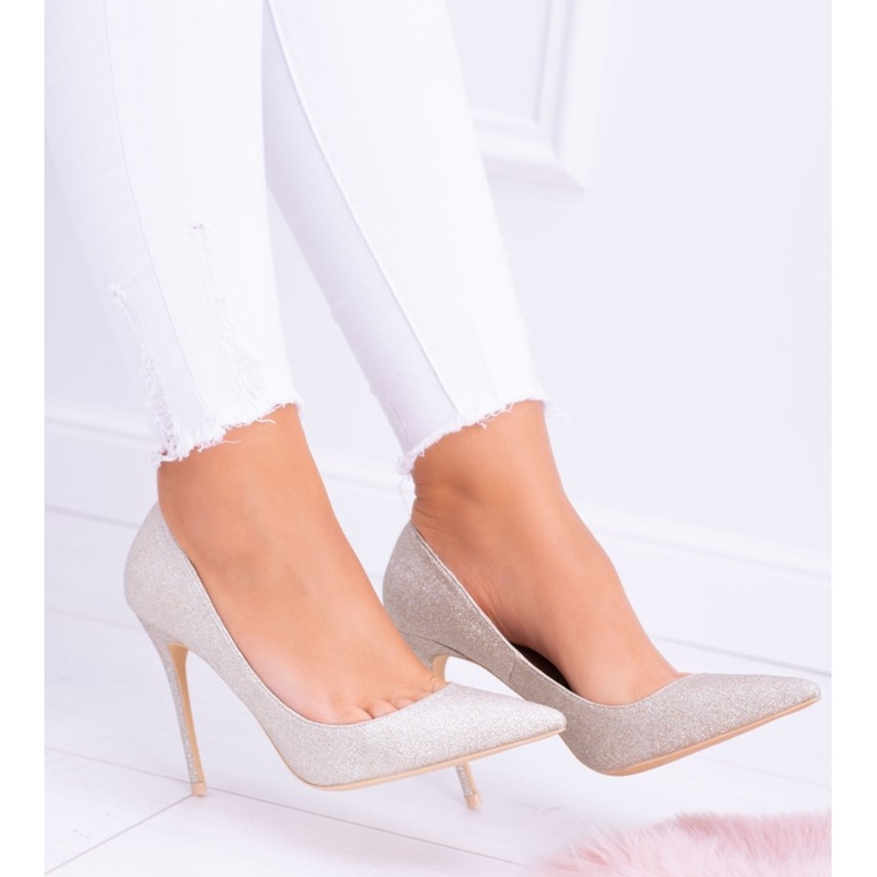 Lu Boo Glitter Zlaté zářící vysoké podpatky zlatý 2