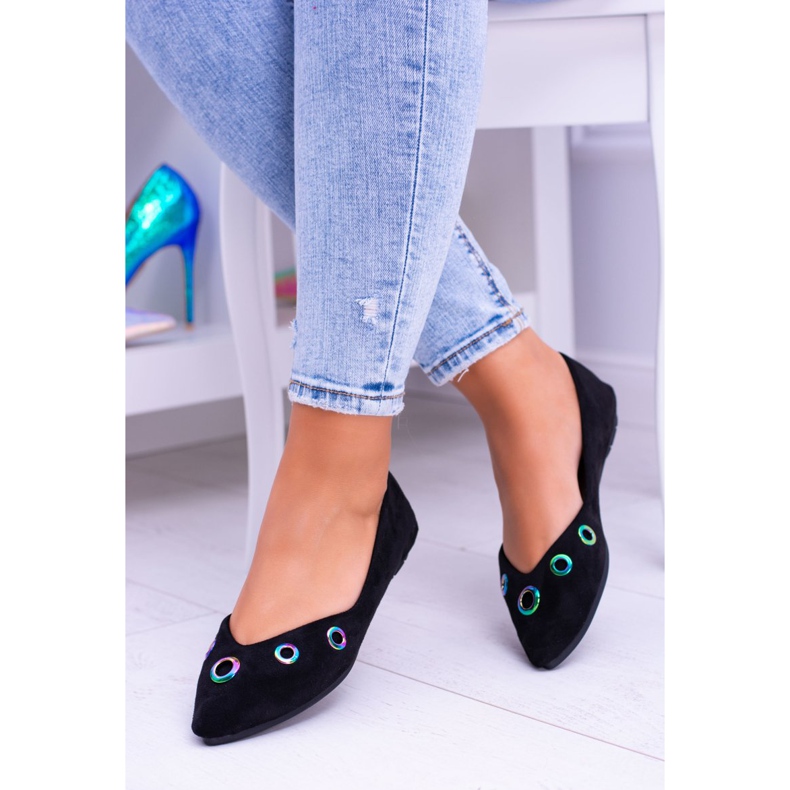 Lu Boo Black Ballerina In Spitz Benzínová očka Octavia černá 1