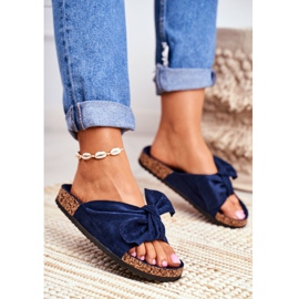 PS1 Dámské tmavě modré pantofle s mašlí Wendy Cork modrý 2