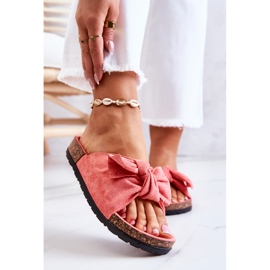 PS1 Dámské korálové pantofle s mašlí Wendy Cork růžový 1