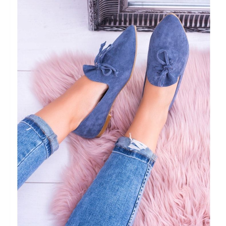 Lu Boo Navy Blue Ballerinas In Lordsy Spitz Suede Feliciano námořnická modř 1