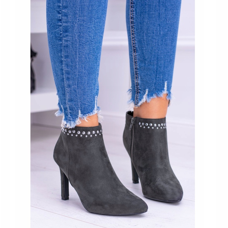 Vinceza Dámské olivové boty na vysokém podpatku Nýty Bemi zelená 2