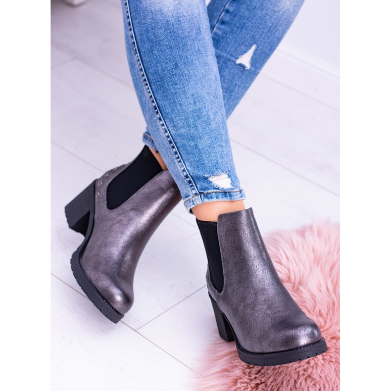 Sergio Leone Tmavě šedé boty Na sloupku Megusto černá šedá 2