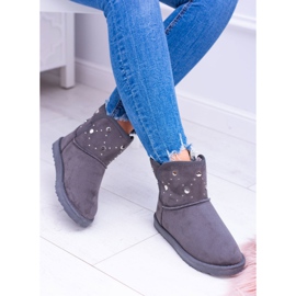 BUGO Dámské šedé teplé sněhové boty semišové biggy šedá 2