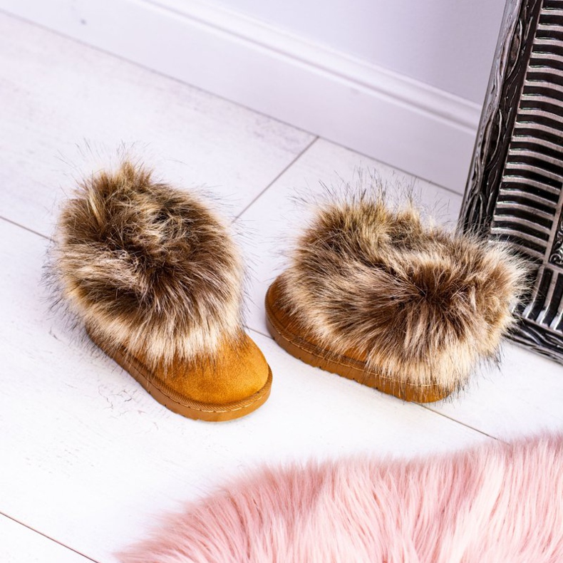 FRROCK Dětské sněhule s kožešinovým velbloudem Small Fox hnědý 1