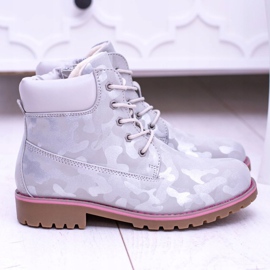 EVE Dětské šedé teplé dětské boty Trappers MoroStyle šedá 2