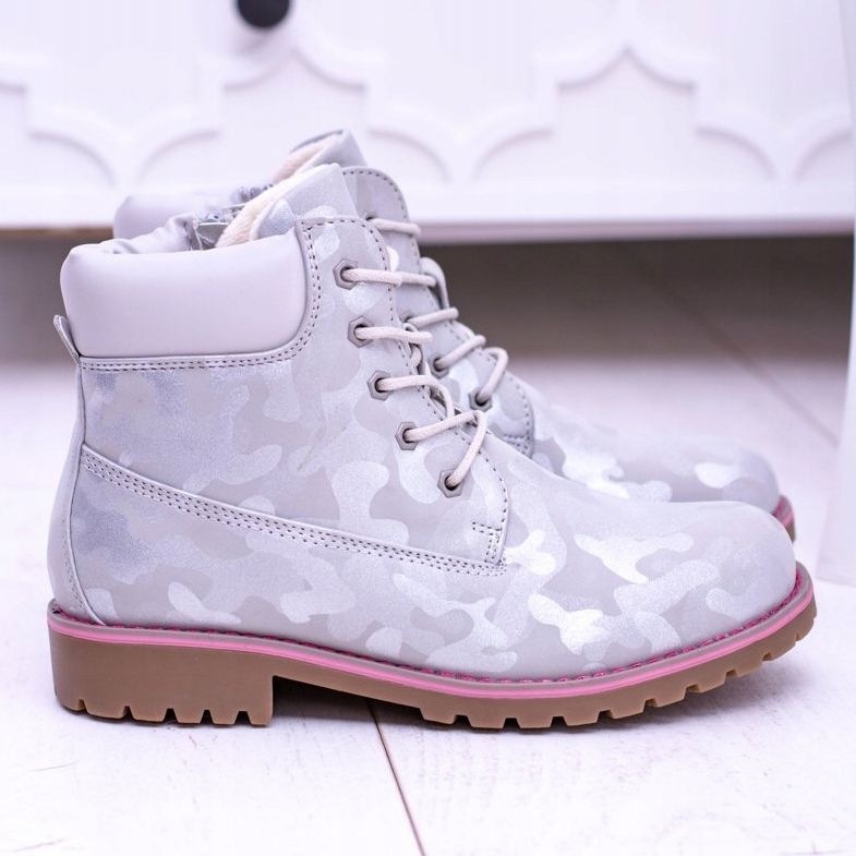 EVE Dětské šedé teplé dětské boty Trappers MoroStyle šedá 2