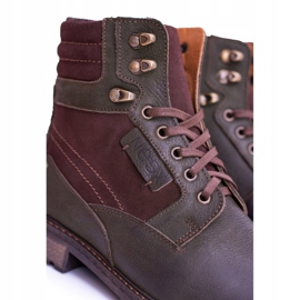 Pánské teplé kožené boty Neex z olivové kůže Grigor hnědý zelená 2