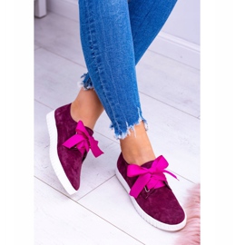 Butmil Maroon kožené dámské smyčkové tenisky červené 2