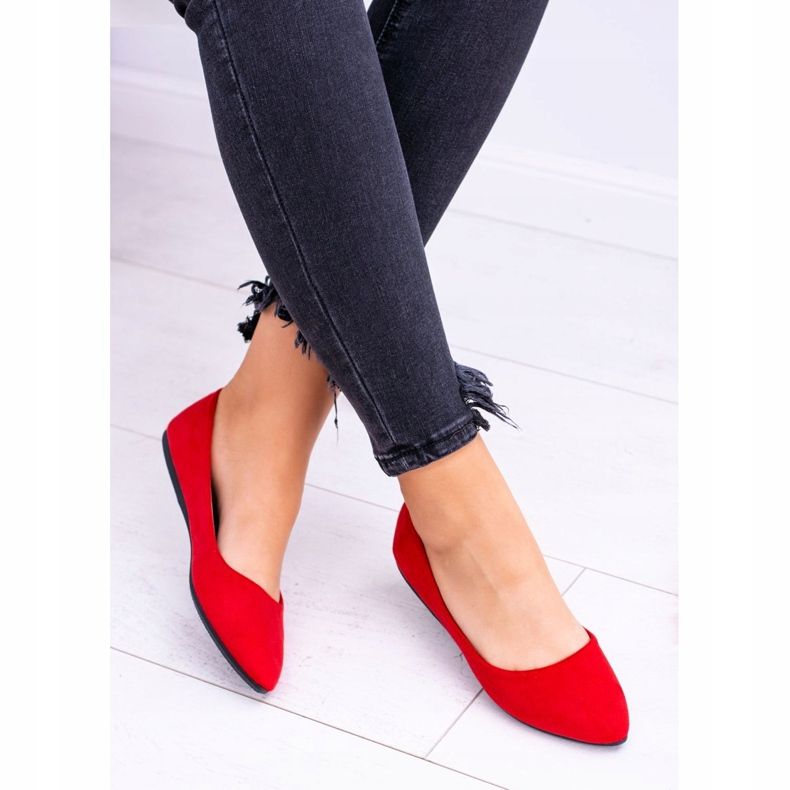 PS1 Červené dámské balerínky semišové Dermeno 2