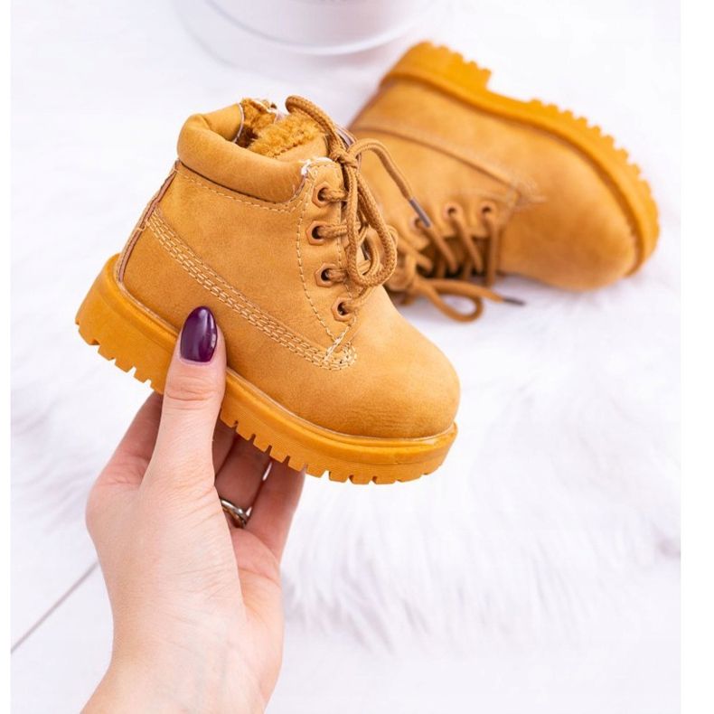 FRROCK Dětské teplé trappers boty Camel Dexter hnědý 1